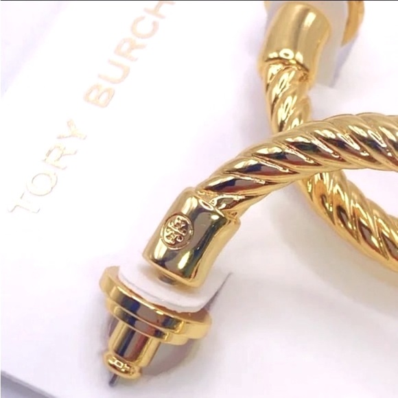Tory Burch Gold Torsad Hoop Earrings. NWOT - Picture 6 of 10